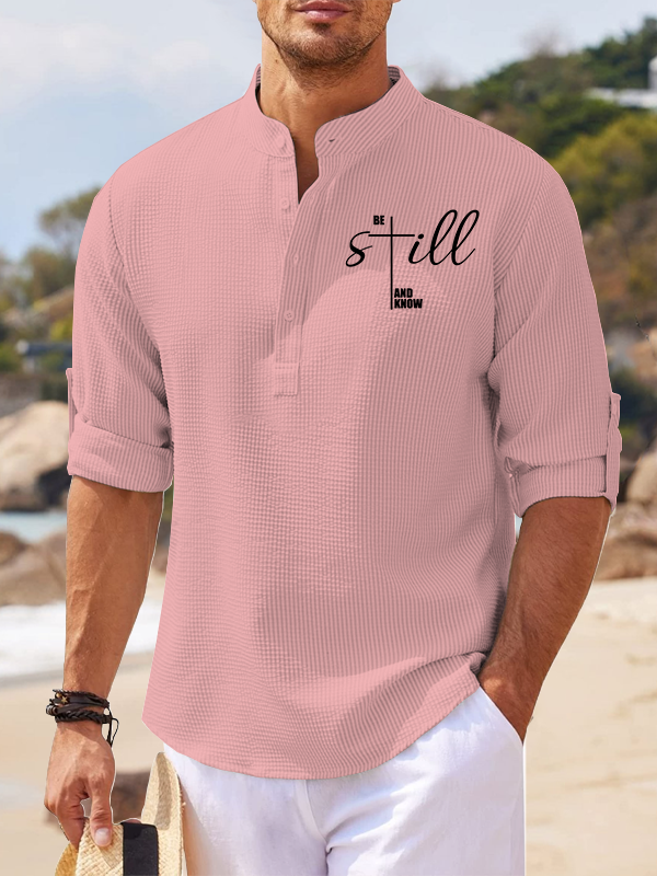Be Still And Know Cross Jesus God Christian Simple Resort Casual Shirt