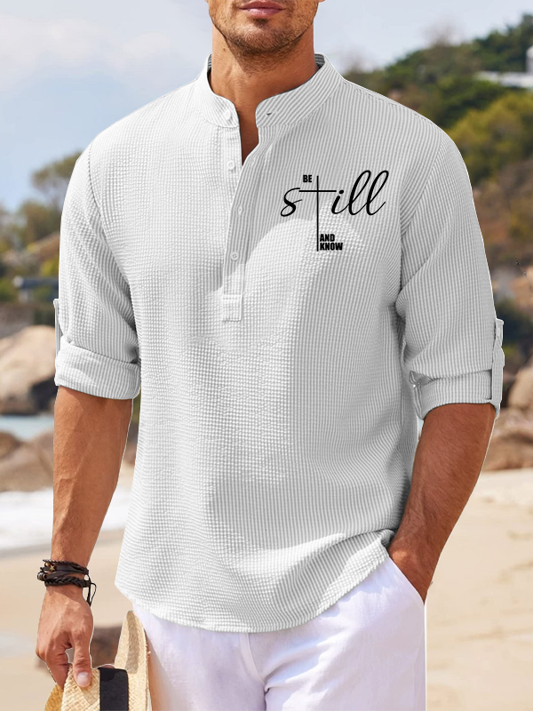 Be Still And Know Cross Jesus God Christian Simple Resort Casual Shirt
