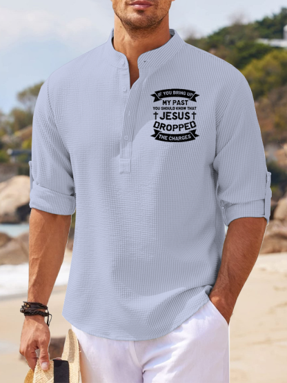 Jesus Dropped The Charges Jesus God Christian Simple Resort Casual Shirt