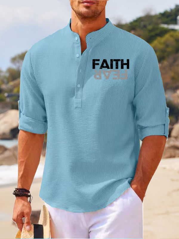Faith Fear Jesus God Christian Simple Resort Casual Shirt