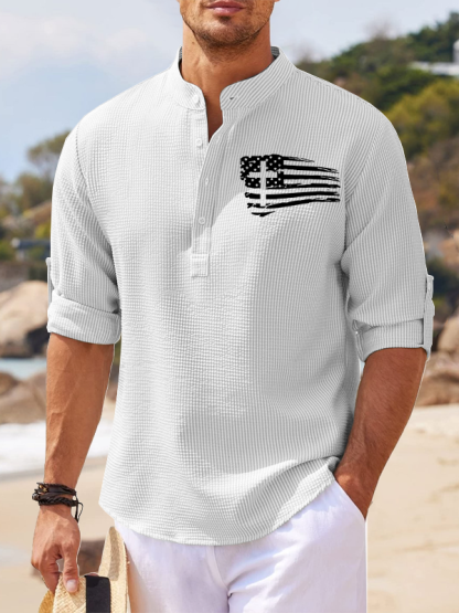 Tattered Flag Jesus God Christian Simple Resort Casual Shirt