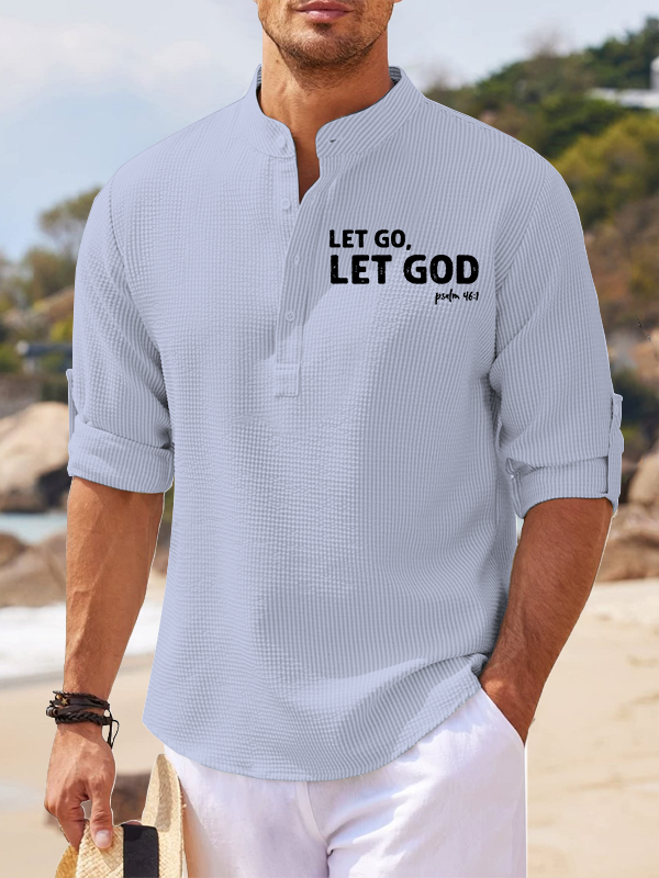 Let God, Let Go Jesus God Christian Simple Resort Casual Shirt