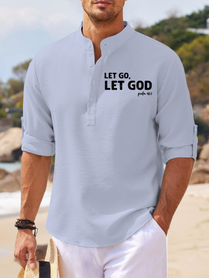 Let God, Let Go Jesus God Christian Simple Resort Casual Shirt