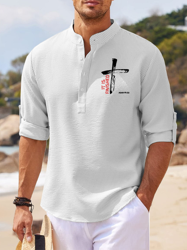 It Is Finished Jesus God Christian Simple Resort Casual Shirt