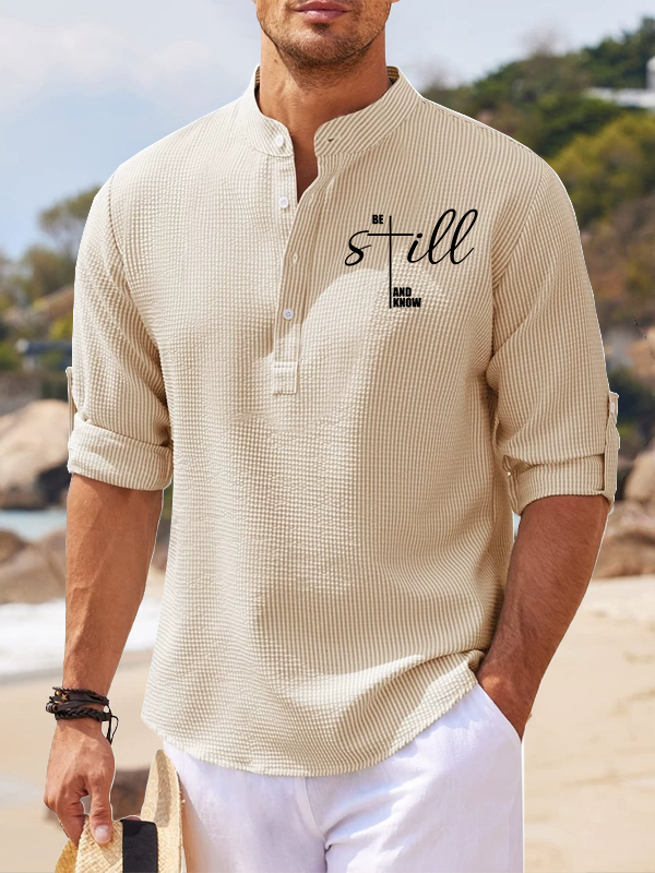 Be Still And Know Cross Jesus God Christian Simple Resort Casual Shirt