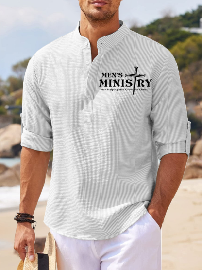 Men's Ministry ,Men Helping Men ,Church ministry Jesus God Christian Simple Resort Casual Shirt