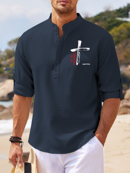It Is Finished Jesus God Christian Simple Resort Casual Shirt