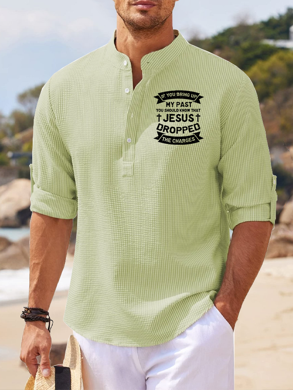 Jesus Dropped The Charges Jesus God Christian Simple Resort Casual Shirt