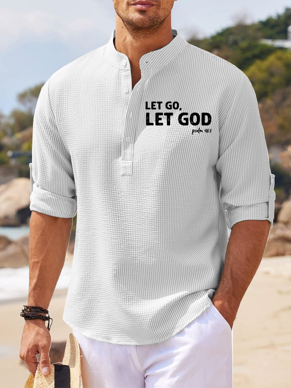 Let God, Let Go Jesus God Christian Simple Resort Casual Shirt