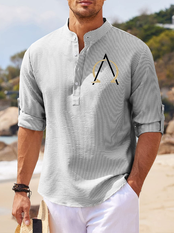 Alpha and Omega Jesus God Christian Simple Resort Casual Shirt