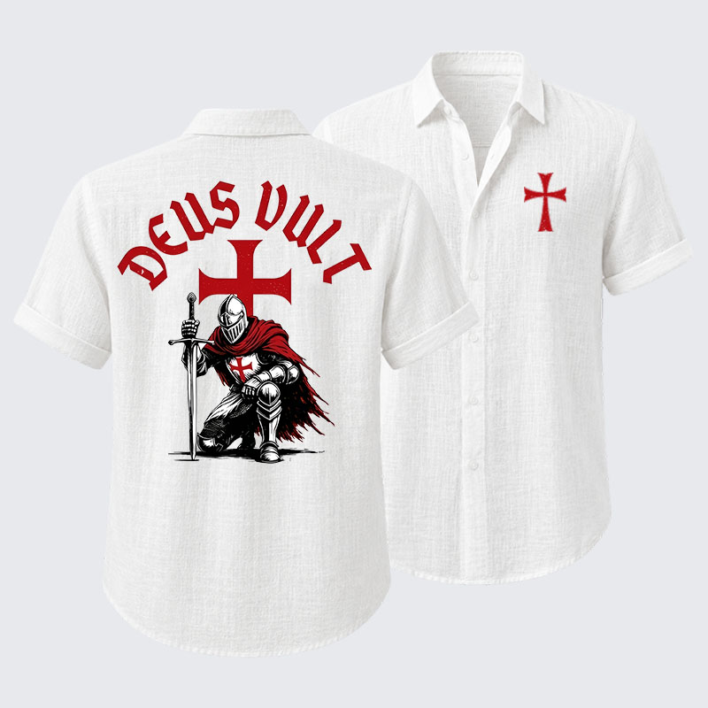 Templar Knight Crusader Deus Vult Short Sleeve Shirt
