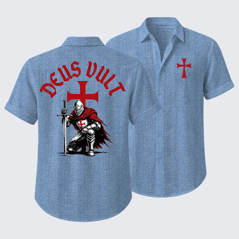 Templar Knight Crusader Deus Vult Short Sleeve Shirt