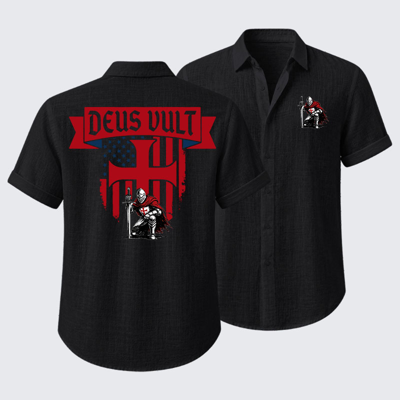 Templar Knight Crusader Deus Vult Short Sleeve Shirt