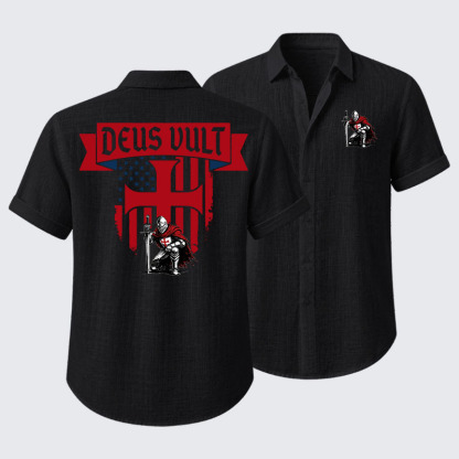 Templar Knight Crusader Deus Vult Short Sleeve Shirt
