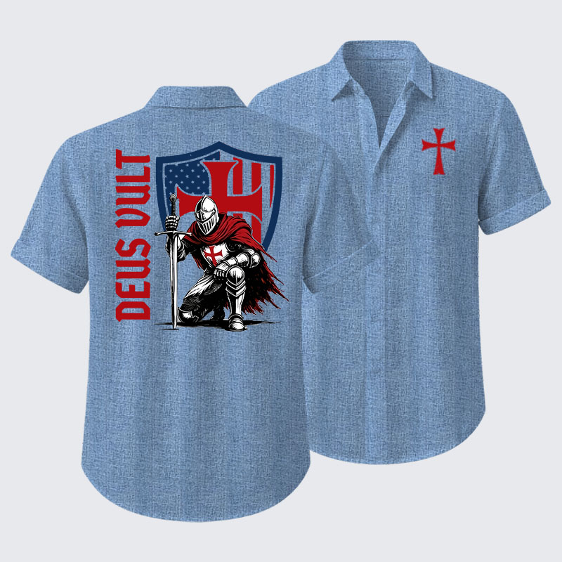 Templar Knight Crusader Deus Vult Short Sleeve Shirt