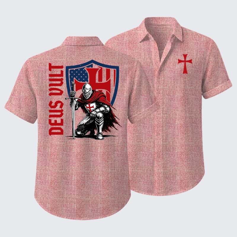 Templar Knight Crusader Deus Vult Short Sleeve Shirt