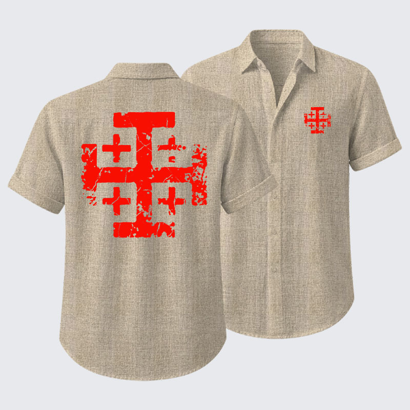 Knights Templar Jerusalem Cross Short Sleeve Shirt