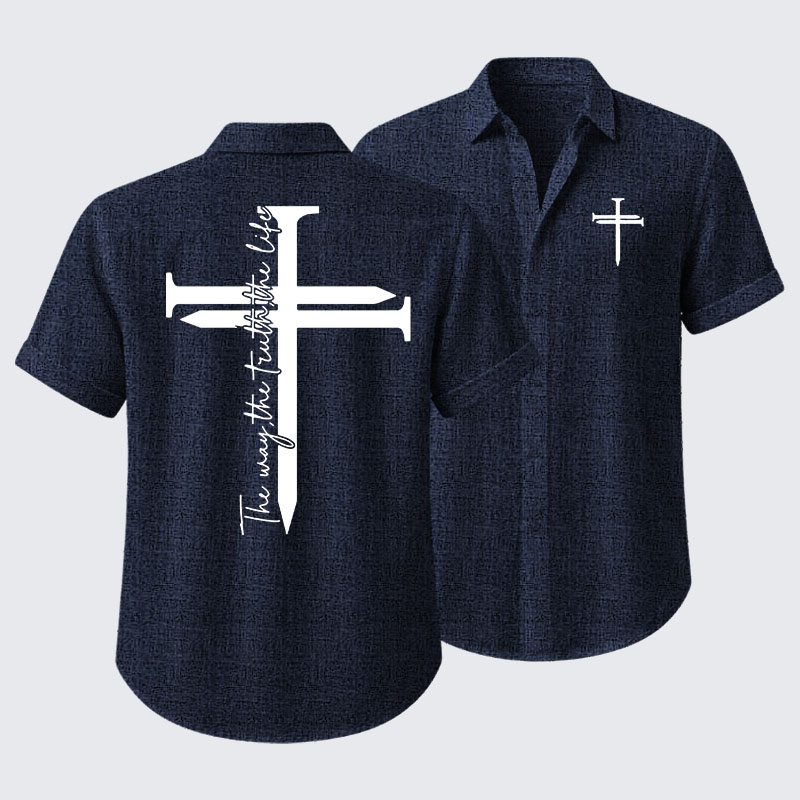 Jesus The Way The Truth The Life Cross Short Sleeve Shirt