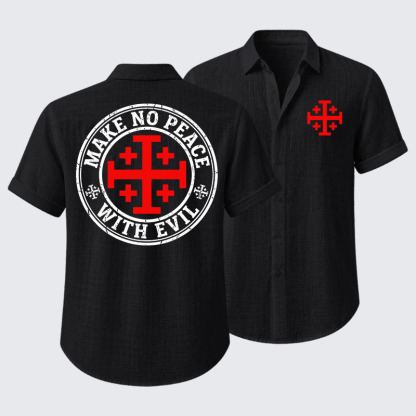 Make No Peace with Evil Knight Templar Jerusalem Cross Short Sleeve Shirt