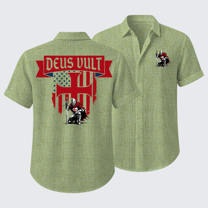 Templar Knight Crusader Deus Vult Short Sleeve Shirt