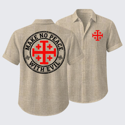 Make No Peace with Evil Knight Templar Jerusalem Cross Short Sleeve Shirt