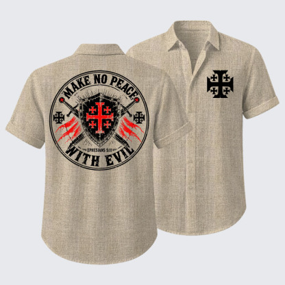 Make No Peace with Evil Knight Templar Jerusalem Cross Short Sleeve Shirt