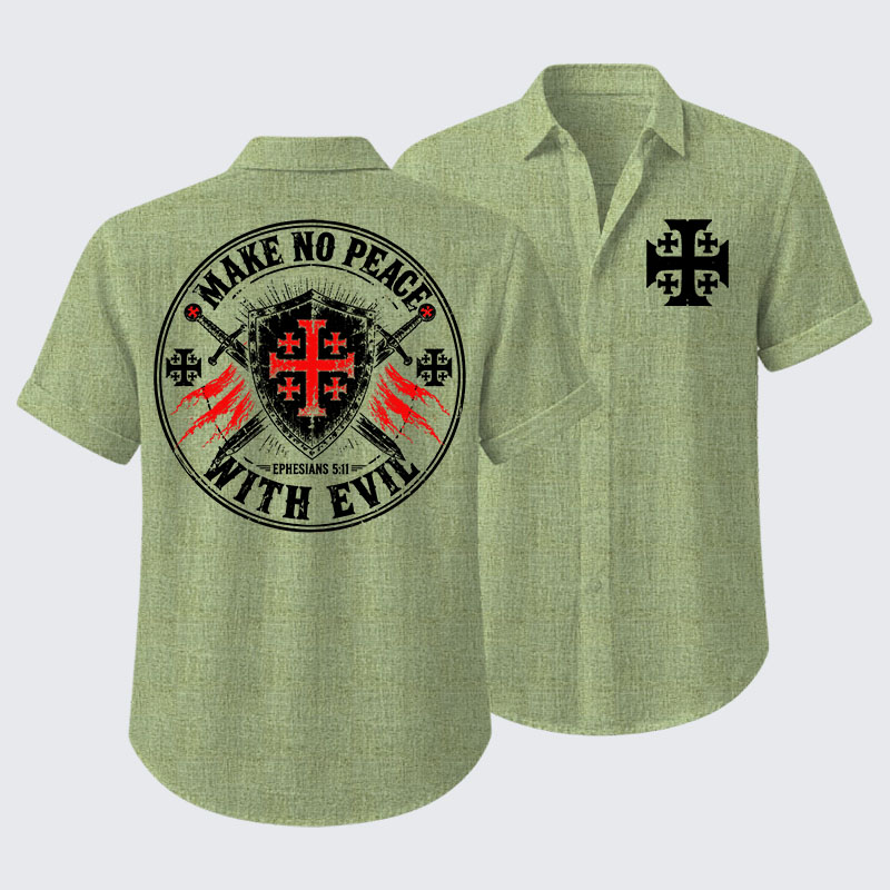 Make No Peace with Evil Knight Templar Jerusalem Cross Short Sleeve Shirt