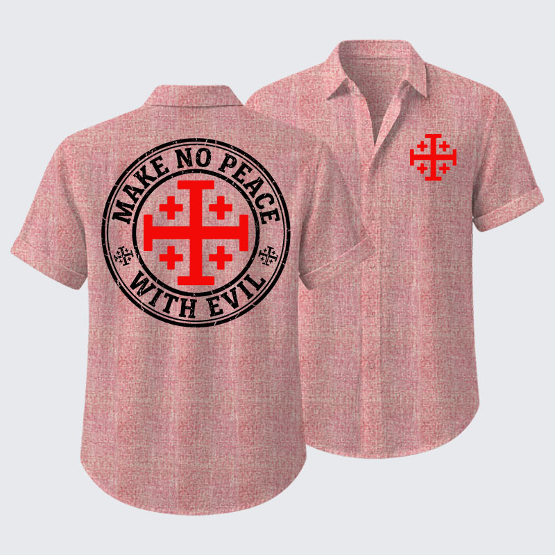 Make No Peace with Evil Knight Templar Jerusalem Cross Short Sleeve Shirt