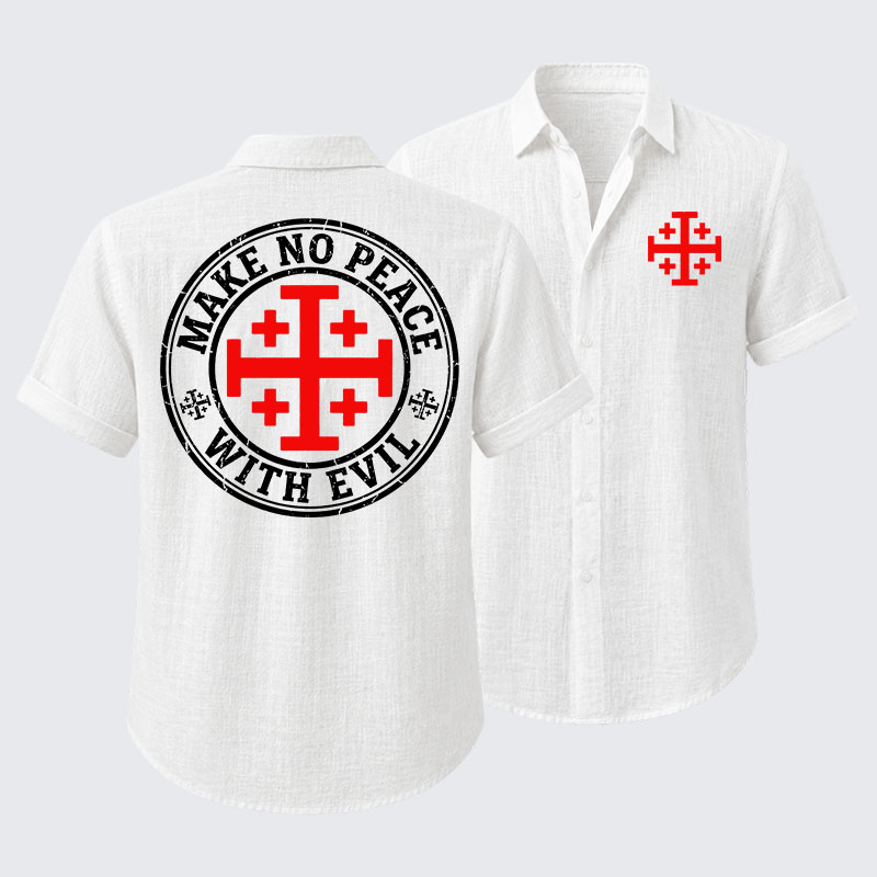 Make No Peace with Evil Knight Templar Jerusalem Cross Short Sleeve Shirt