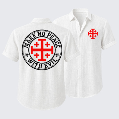 Make No Peace with Evil Knight Templar Jerusalem Cross Short Sleeve Shirt