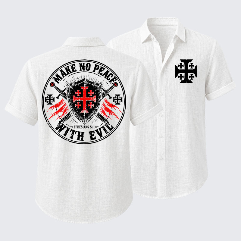 Make No Peace with Evil Knight Templar Jerusalem Cross Short Sleeve Shirt