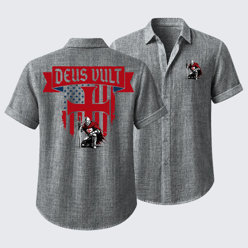 Templar Knight Crusader Deus Vult Short Sleeve Shirt