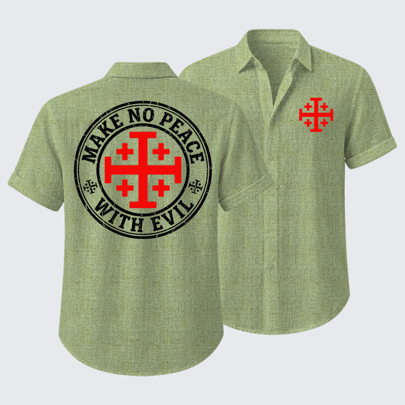 Make No Peace with Evil Knight Templar Jerusalem Cross Short Sleeve Shirt