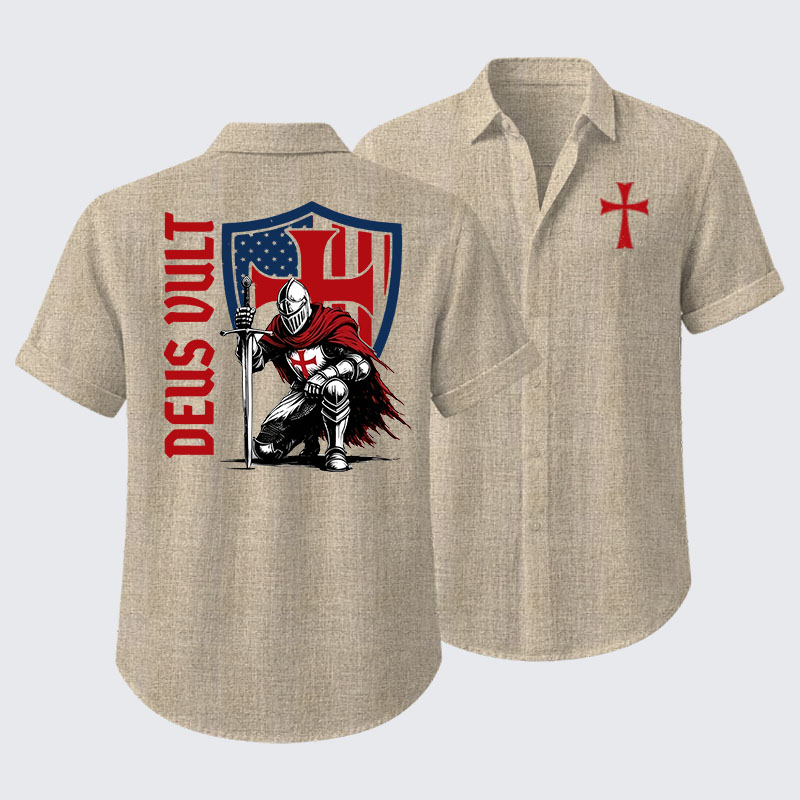 Templar Knight Crusader Deus Vult Short Sleeve Shirt
