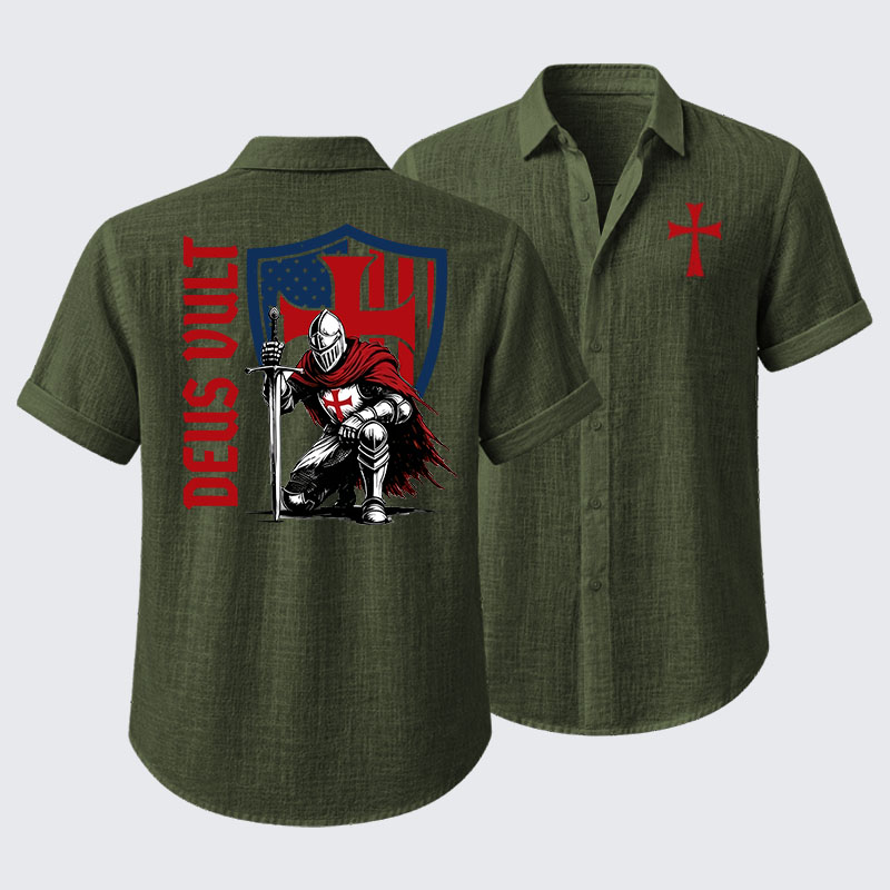 Templar Knight Crusader Deus Vult Short Sleeve Shirt