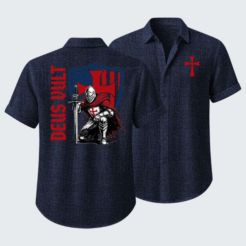 Templar Knight Crusader Deus Vult Short Sleeve Shirt