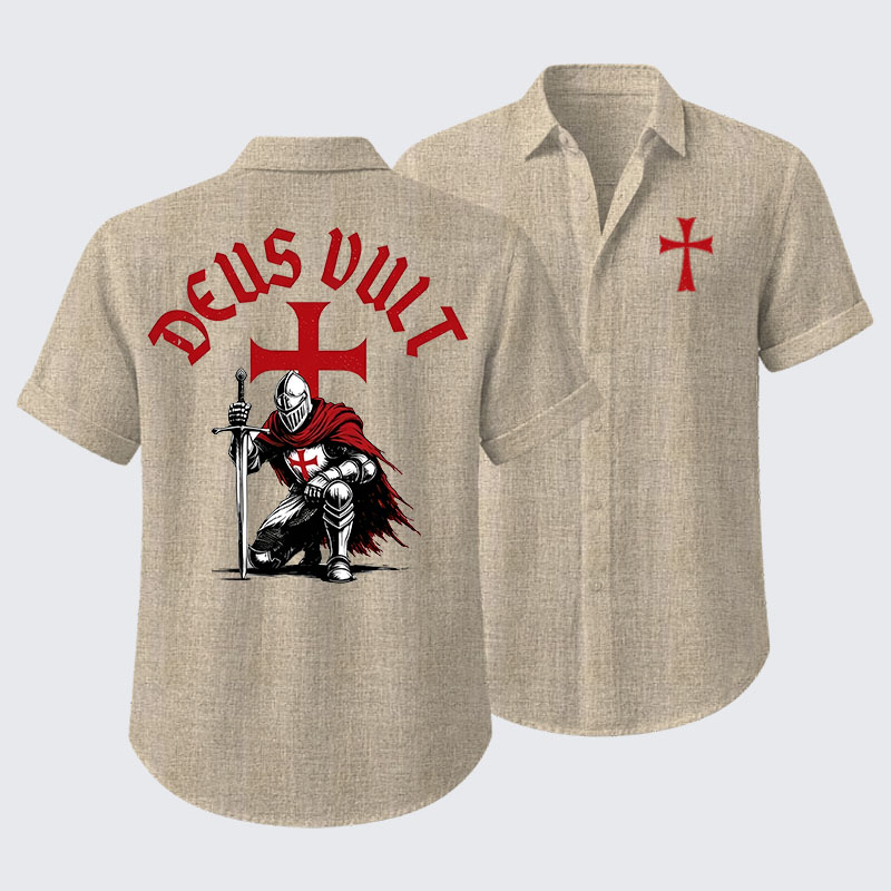 Templar Knight Crusader Deus Vult Short Sleeve Shirt