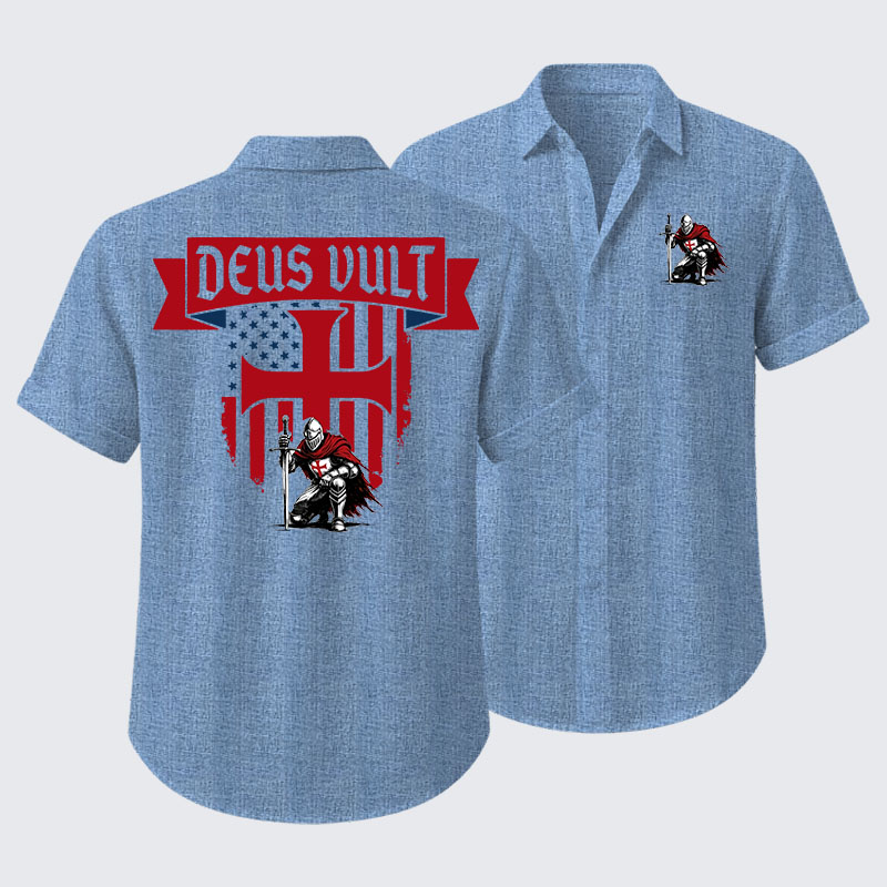 Templar Knight Crusader Deus Vult Short Sleeve Shirt