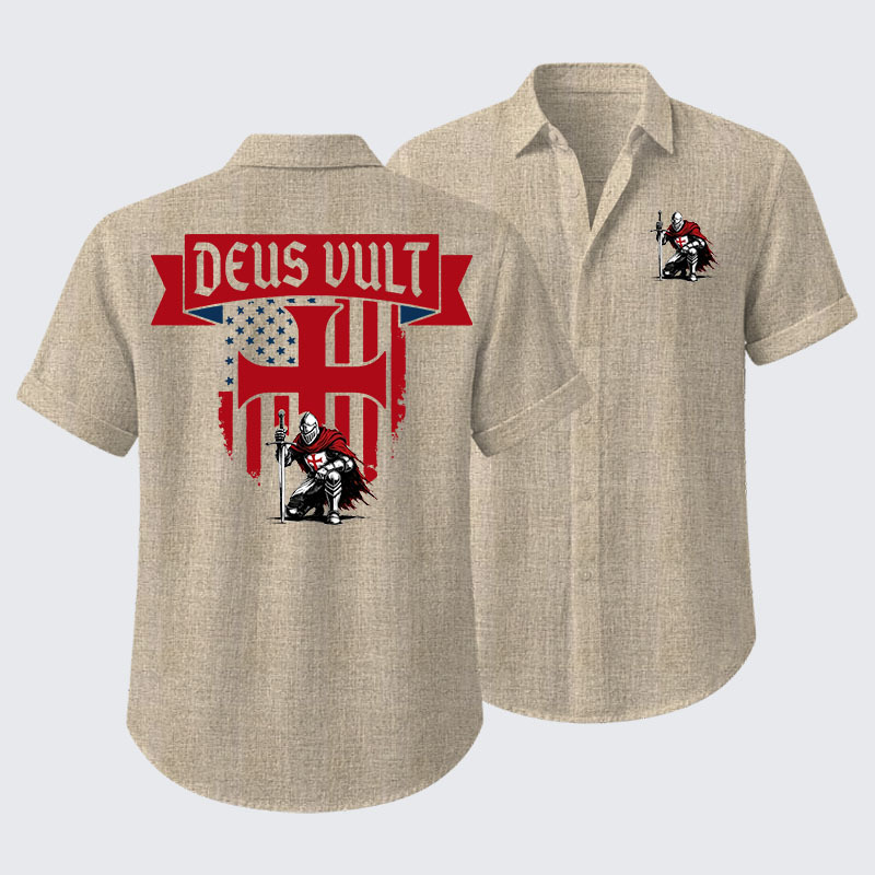 Templar Knight Crusader Deus Vult Short Sleeve Shirt
