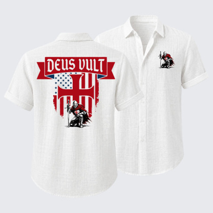 Templar Knight Crusader Deus Vult Short Sleeve Shirt