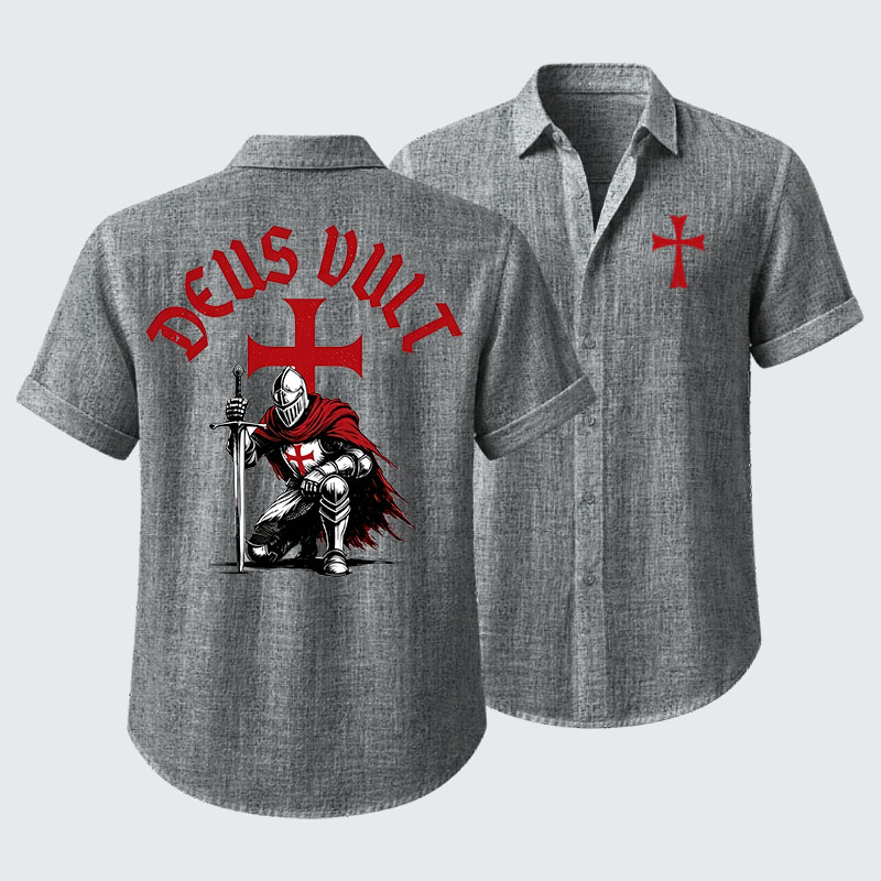 Templar Knight Crusader Deus Vult Short Sleeve Shirt