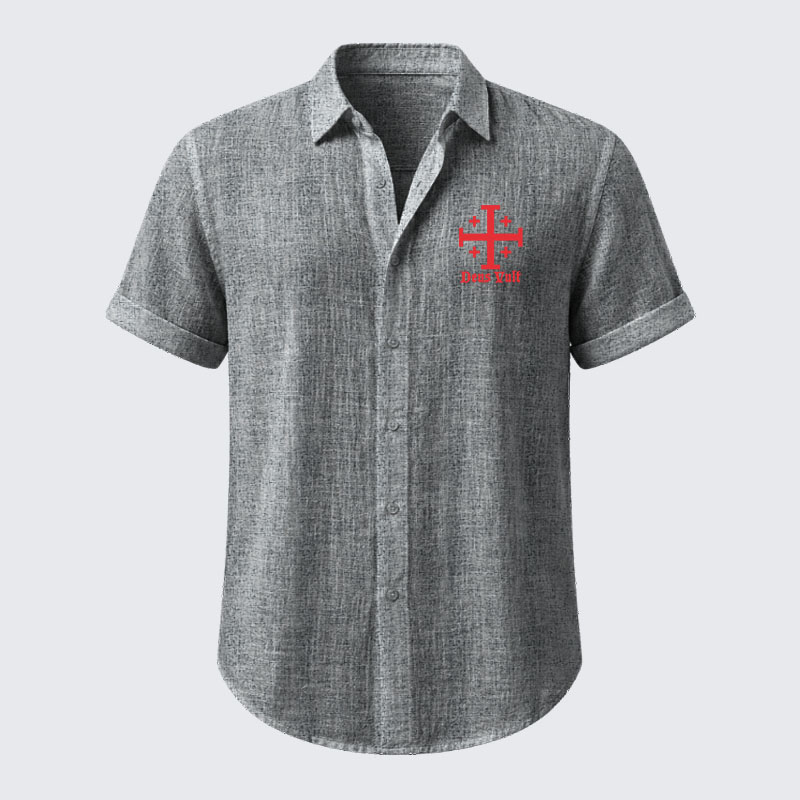 Jerusalem Cross Deus Vult Short Sleeve Shirt