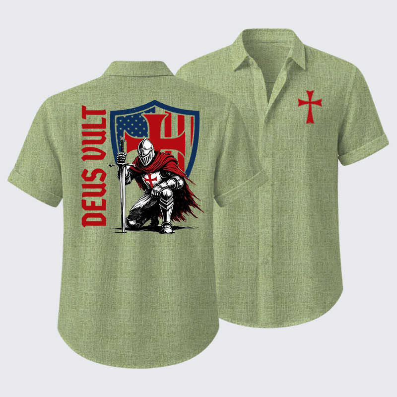 Templar Knight Crusader Deus Vult Short Sleeve Shirt