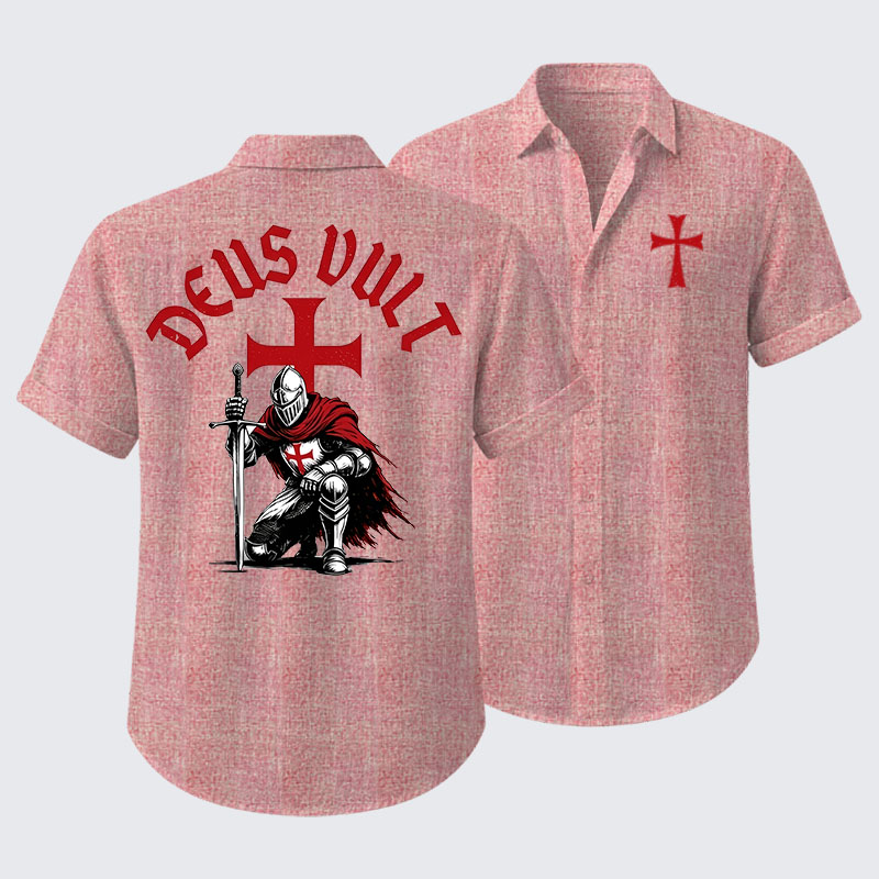 Templar Knight Crusader Deus Vult Short Sleeve Shirt