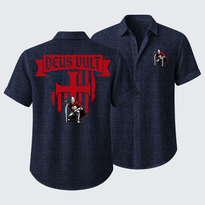 Templar Knight Crusader Deus Vult Short Sleeve Shirt
