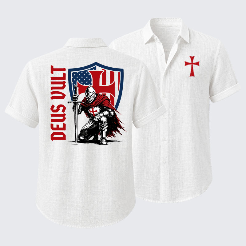 Templar Knight Crusader Deus Vult Short Sleeve Shirt
