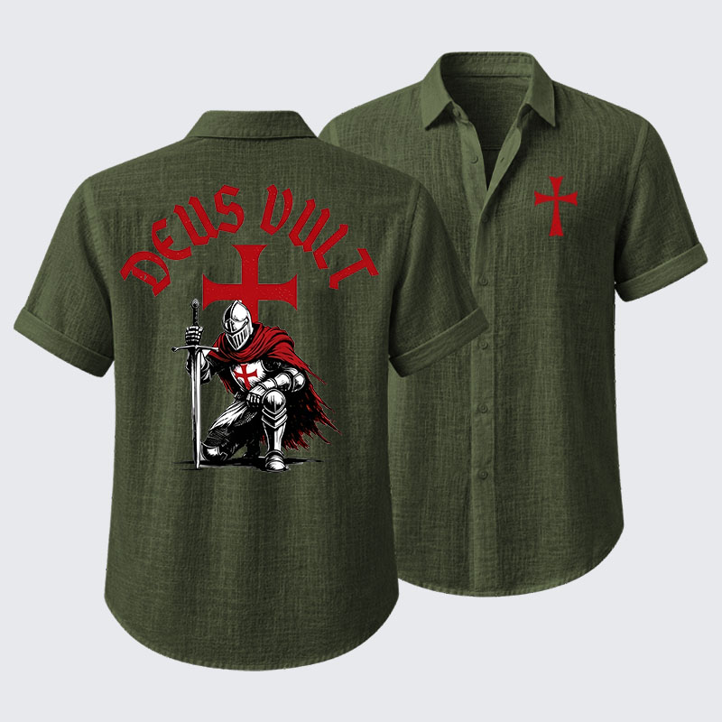 Templar Knight Crusader Deus Vult Short Sleeve Shirt