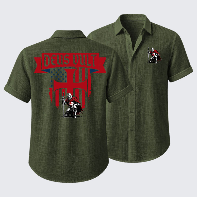 Templar Knight Crusader Deus Vult Short Sleeve Shirt