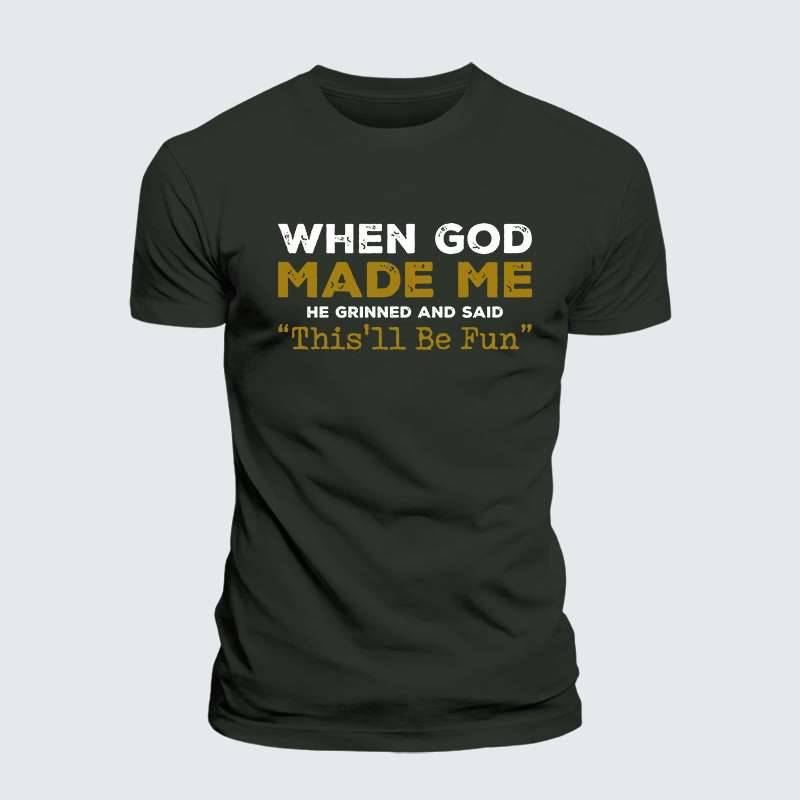 When God Made Me Jesus God Christian Premium Mercerized Cotton Tee