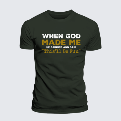 When God Made Me Jesus God Christian Premium Mercerized Cotton Tee